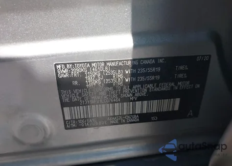 2020 Toyota Rav4 Limited z USA, uszkodzony, nr VIN 2T3Y1RFV1LC076464